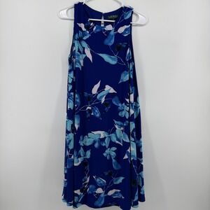 Lauren Ralph Lauren Blue Floral Sleeveless Shift Dress Womens 10